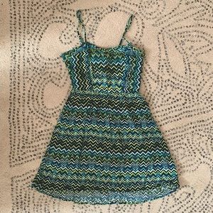 Green and blue printed dress